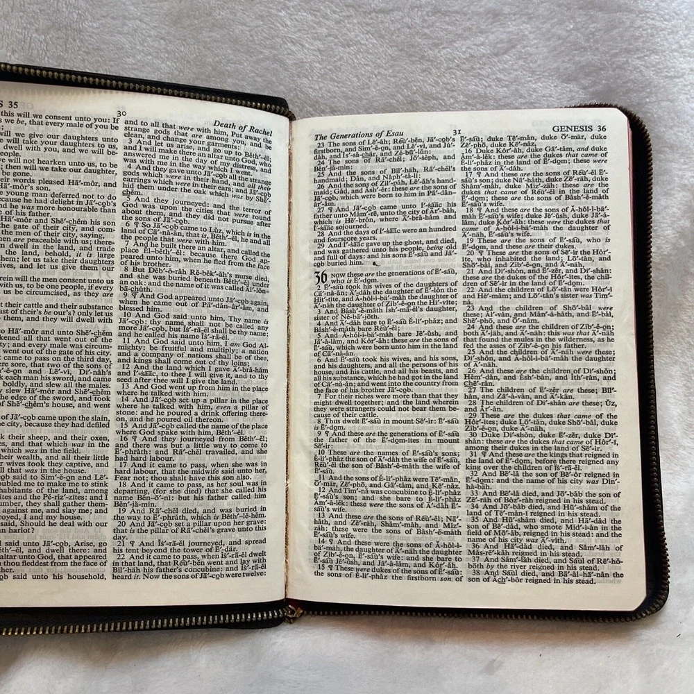 Vintage Holy Bible KJV Red Letter Concordance zipper‎ cover black